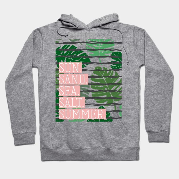 Sun Sand Sea Salt Summer Palm Print Hoodie by Lovelier By Mal